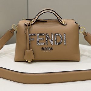 Replica Fendi 8BL146 By The Way Medium Boston bag in Light brown leather and elaphe