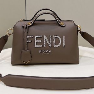 Replica Fendi 8BL146 By The Way Medium Boston bag in Gray leather and elaphe