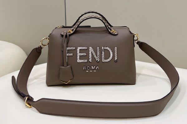 Replica Fendi 8BL146 By The Way Medium Boston bag in Gray leather and elaphe