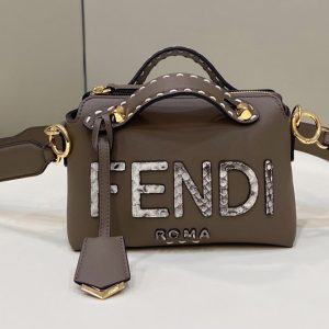 Replica Fendi 8BL145 By The Way Mini Boston bag in Gray leather and elaphe