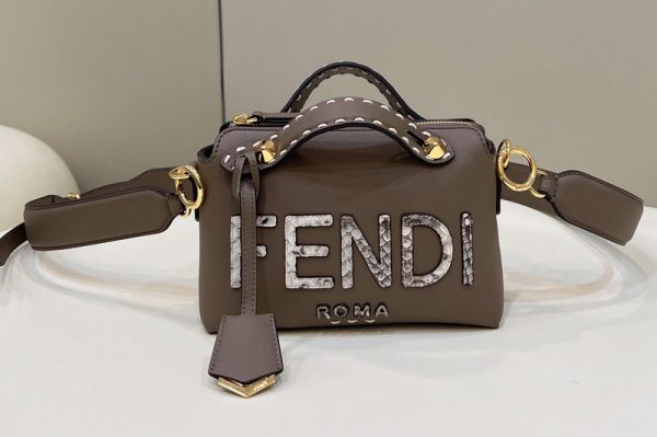 Replica Fendi 8BL145 By The Way Mini Boston bag in Gray leather and elaphe