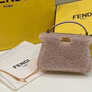 Replica Fendi 7AR993 Mini Peekaboo Bag in Pink sheepskin