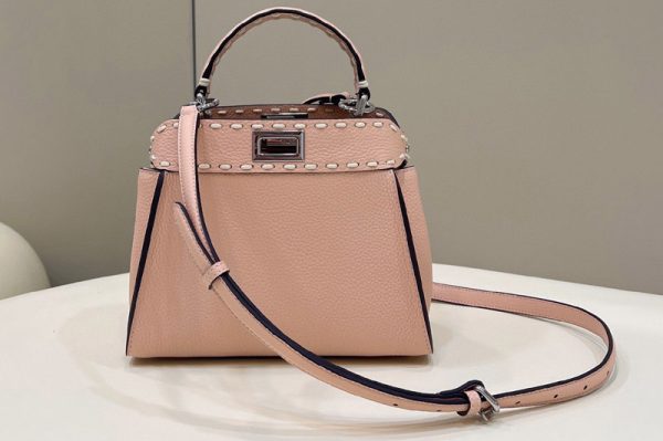 Replica Fendi 8BN244 Peekaboo Mini Bag in Pink leather