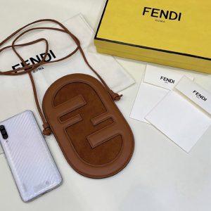 Replica Fendi 7AS055 12 Pro Phone Holder pouch bag in Brown leather and suede