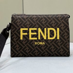 Replica Fendi 7VA664 Fendi Clutch Bag in Brown fabric