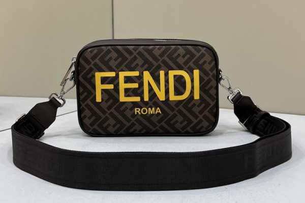 Replica Fendi 7M0286 Fendi Camera Case bag in Brown FF fabric