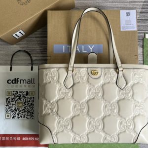 Replica Gucci 631685 GG Matelasse leather medium tote bag in White GG Matelasse leather