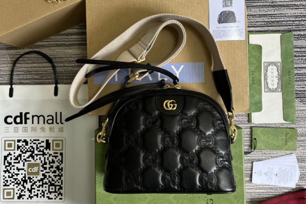 Replica Gucci ‎702229 GG Matelassé leather small bag in Black GG Matelasse leather