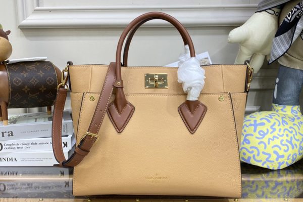 Replica Louis Vuitton M20633 LV On My Side MM tote bag in Arizona Beige Calf leather