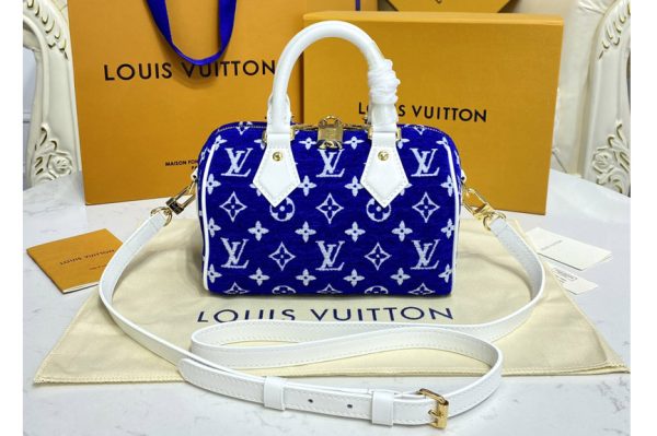 Replica Louis Vuitton M20751 LV Speedy bandouliere 20 bag in Blue Monogram jacquard velvet