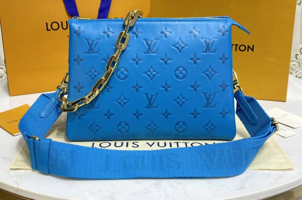 Replica Louis Vuitton M20769 LV Coussin PM handbag in Blue Monogram-embossed puffy calfskin