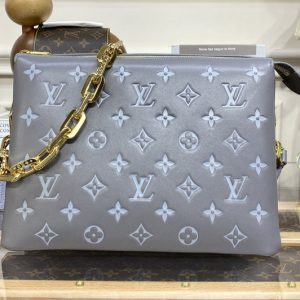 Replica Louis Vuitton M20771 LV Coussin PM handbag in Gray Monogram-embossed puffy calfskin