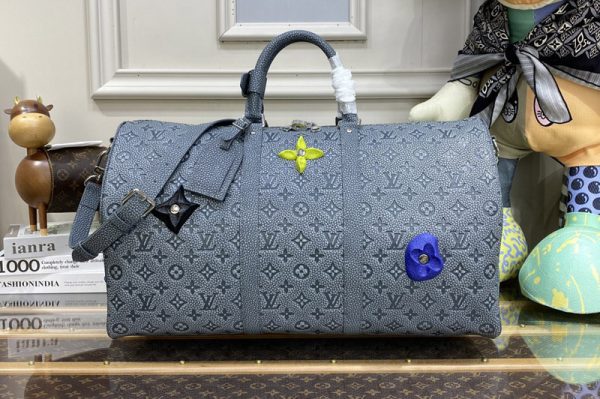 Replica Louis Vuitton M20901 LV Keepall 50 bag in Granite Taurillon Monogram