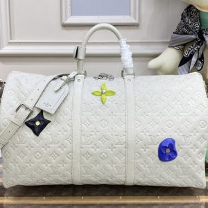 Replica Louis Vuitton M20901 LV Keepall 50 bag in White Taurillon Monogram