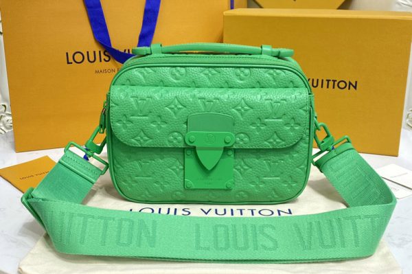 Replica Louis Vuitton M20901 LV S-Lock Messenger Bag in Green Taurillon Monogram leather