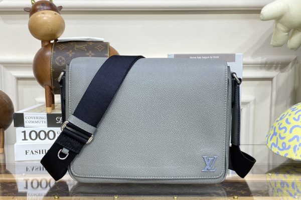 Replica Louis Vuitton M30851 LV District PM messenger bag in Grey Taiga cowhide leather