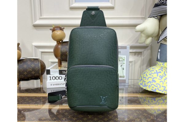 Replica Louis Vuitton M30860 LV Avenue Sling Bag in Green Taiga leather