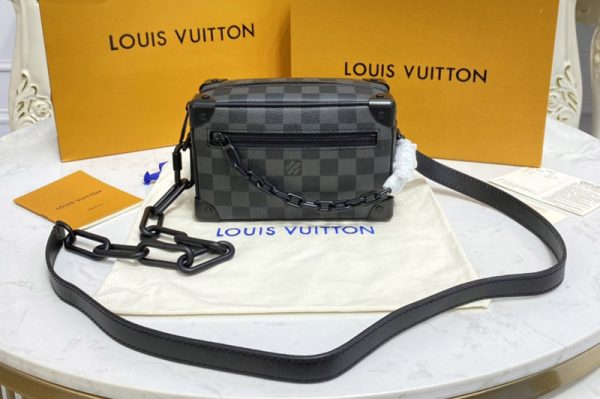 Replica Louis Vuitton M44735 LV Mini Soft Trunk bag in Damier Graphite Canvas