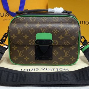 Replica Louis Vuitton M45863 LV S Lock Messenger Bag in Monogram Macassar canvas With Green