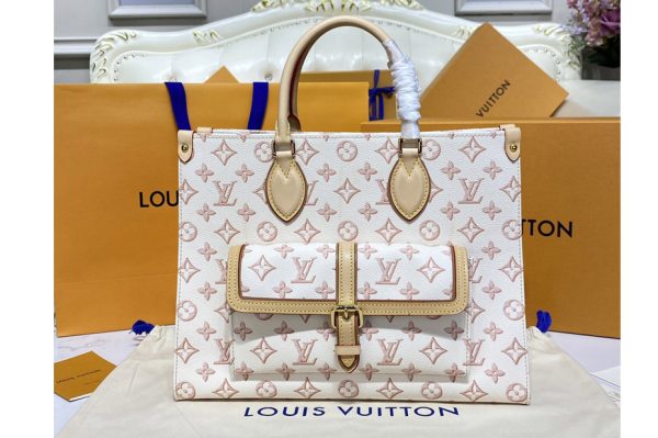 Replica Louis Vuitton M46154 LV OnTheGo MM tote bag in White Monogram coated canvas