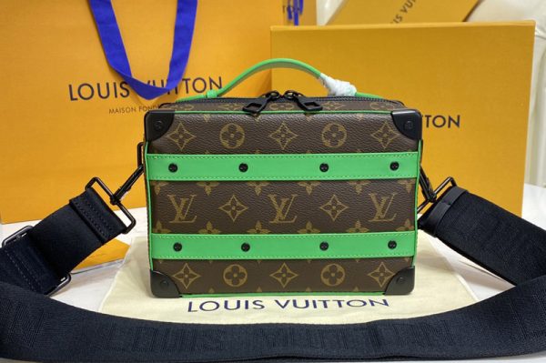 Replica Louis Vuitton M46264 LV Handle Soft Trunk Bag in Monogram Macassar coated canvas and Green cowhide leather