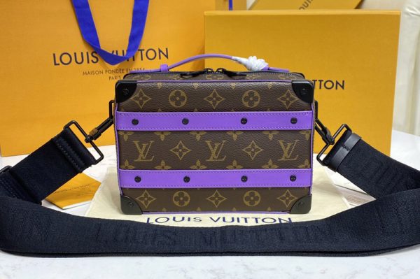 Replica Louis Vuitton M46264 LV Handle Soft Trunk Bag in Monogram Macassar coated canvas and Purple cowhide leather