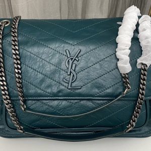 Replica Saint Laurent 498883 YSL Niki Large Bag in Green Vintage Leather