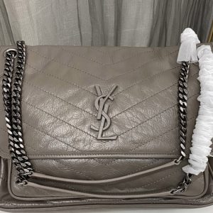 Replica Saint Laurent 498883 YSL Niki Large Bag in Gray Vintage Leather