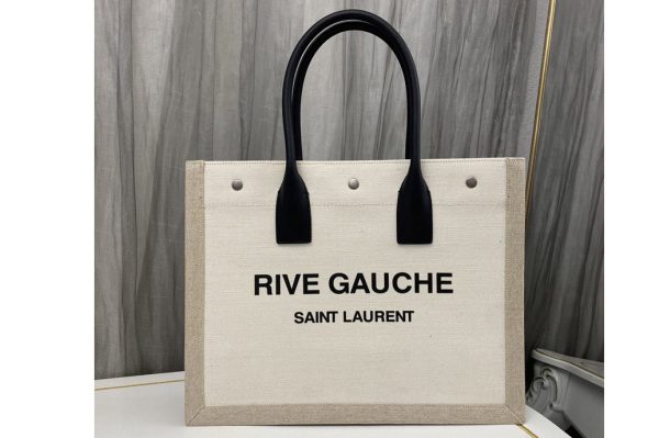 Replica Saint Laurent 617481 YSL RIVE GAUCHE SMALL TOTE BAG IN LINEN AND LEATHER