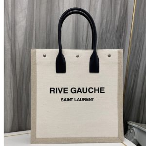 Replica Saint Laurent 631682 YSL RIVE GAUCHE N/S SHOPPING BAG IN LINEN AND COTTON