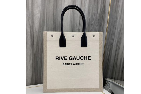 Replica Saint Laurent 631682 YSL RIVE GAUCHE N/S SHOPPING BAG IN LINEN AND COTTON