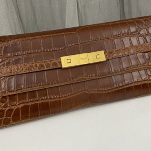 Replica Saint Laurent 695949 YSL MANHATTAN CLUTCH IN Brown CROCODILE-EMBOSSED LEATHER