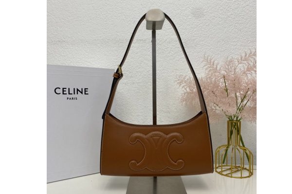 Replica Celine 198153 SHOULDER BAG CUIR TRIOMPHE IN Tan SMOOTH CALFSKIN