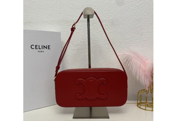 Replica Celine 198183 CAMERA SHOULDER BAG CUIR TRIOMPHE IN Red SMOOTH CALFSKIN