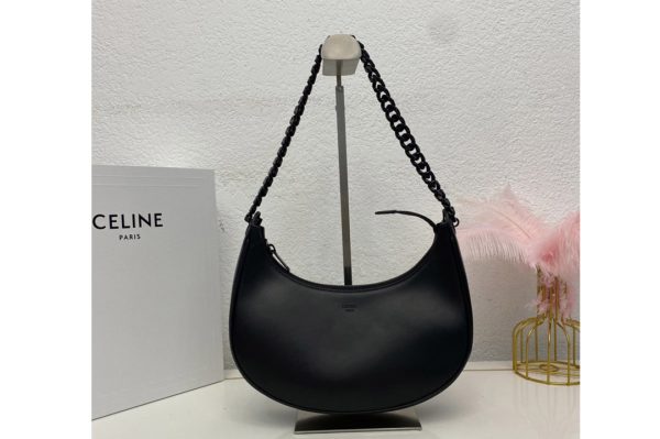 Replica Celine 199583 MEDIUM AVA CHAIN bag IN Black SMOOTH CALFSKIN