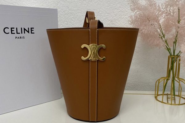 Replica Celine 199913 BUCKET TRIOMPHE bag IN Tan NATURAL CALFSKIN