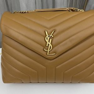 Replica Saint Laurent 459749 YSL Medium Loulou Chain Bag in Caramel Leather With Gold