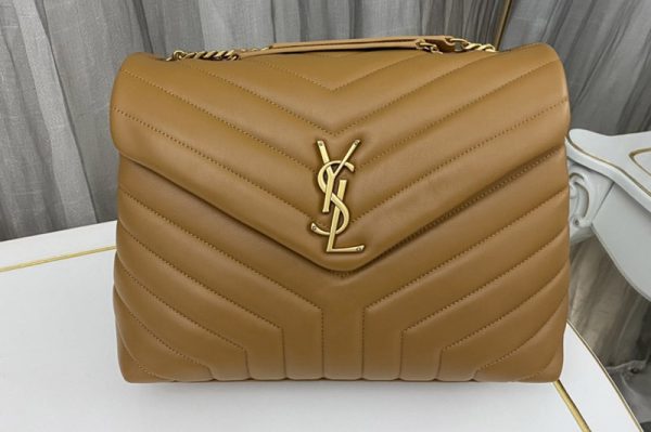 Replica Saint Laurent 459749 YSL Medium Loulou Chain Bag in Caramel Leather With Gold