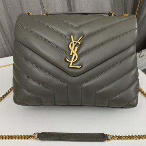 Replica Saint Laurent 494699 YSL LOULOU SMALL BAG IN Gray Y-QUILTED LEATHER With Gold