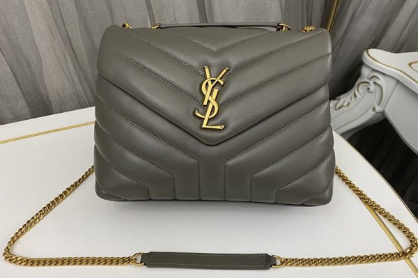 Replica Saint Laurent 494699 YSL LOULOU SMALL BAG IN Gray Y-QUILTED LEATHER With Gold