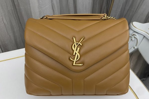 Replica Saint Laurent 494699 YSL LOULOU SMALL BAG IN Caramel Y-QUILTED LEATHER With Gold