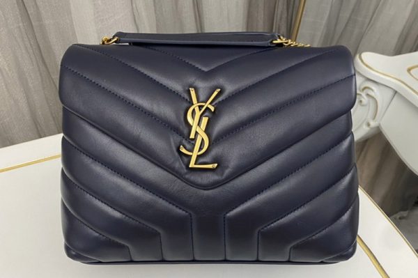 Replica Saint Laurent 494699 YSL LOULOU SMALL BAG IN Blue Y-QUILTED LEATHER With Gold