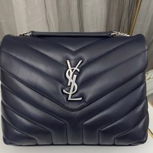 Replica Saint Laurent 494699 YSL LOULOU SMALL BAG IN Black Y-QUILTED LEATHER With Silver