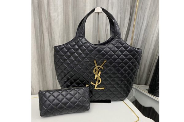 Replica Saint Laurent 698652 YSL Icare Maxi Shopping Bag in Black Quilted Lambskin