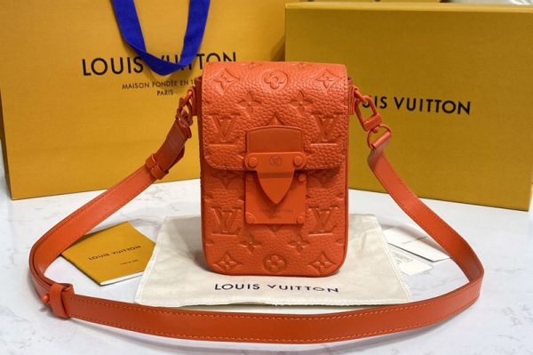 Replica Louis Vuitton M81525 LV S-Lock Vertical wearable wallet in Orange Taurillon Monogram leather