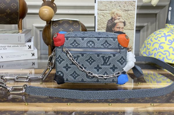 Replica Louis Vuitton M81606 LV Mini Soft Trunk Bag in Granite Taurillon Monogram embossed cowhide leather