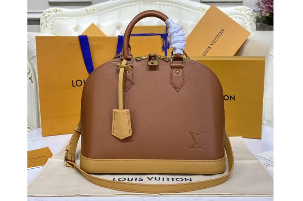 Replica Louis Vuitton M91611 LV Alma PM Bag in Brown Calf Leather