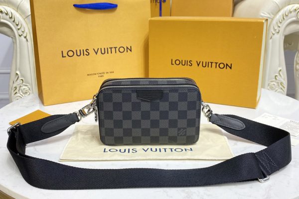 Replica Louis Vuitton N60418 LV Alpha Wearable Wallet in Damier Graphite coated canvas