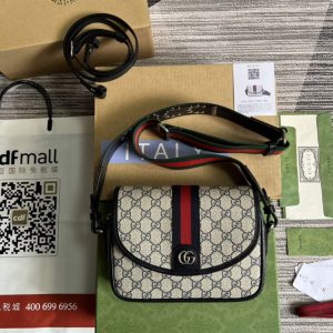 Replica Gucci 722117 Ophidia GG mini shoulder bag in Beige and Blue GG Supreme canvas