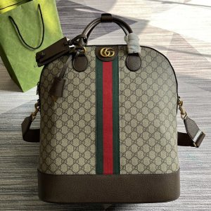 Replica Gucci 724654 Gucci Savoy small bowling tote Bag in Beige and ebony GG Supreme canvas